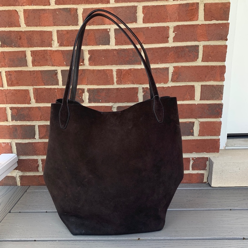 Madewell The Shopper Tote in Brown Suede Leather